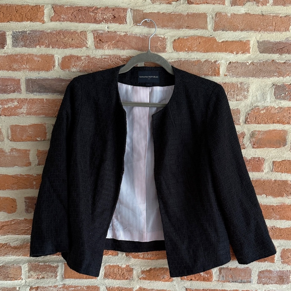 Banana Republic Black Tweed-like Textured Women's Blazer